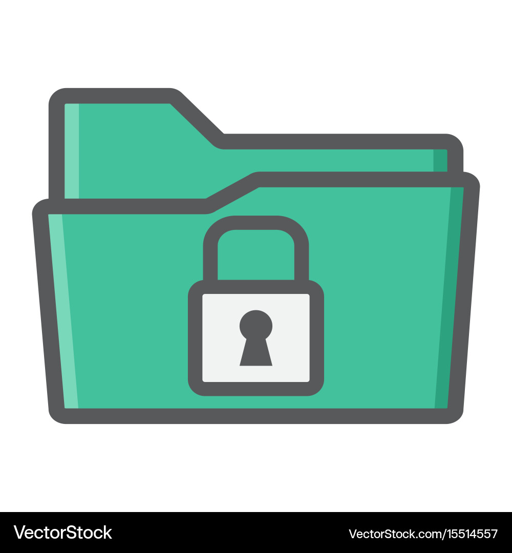 Secure data folder colorful line icon security Vector Image