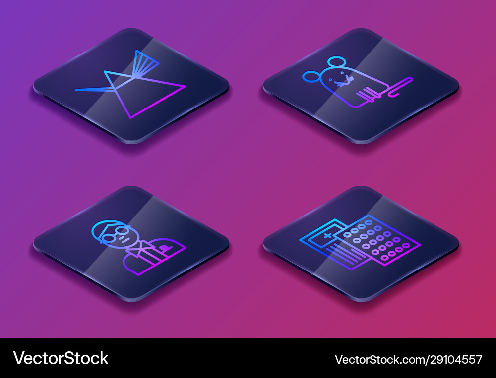 Set isometric line light rays in prism scientist Vector Image