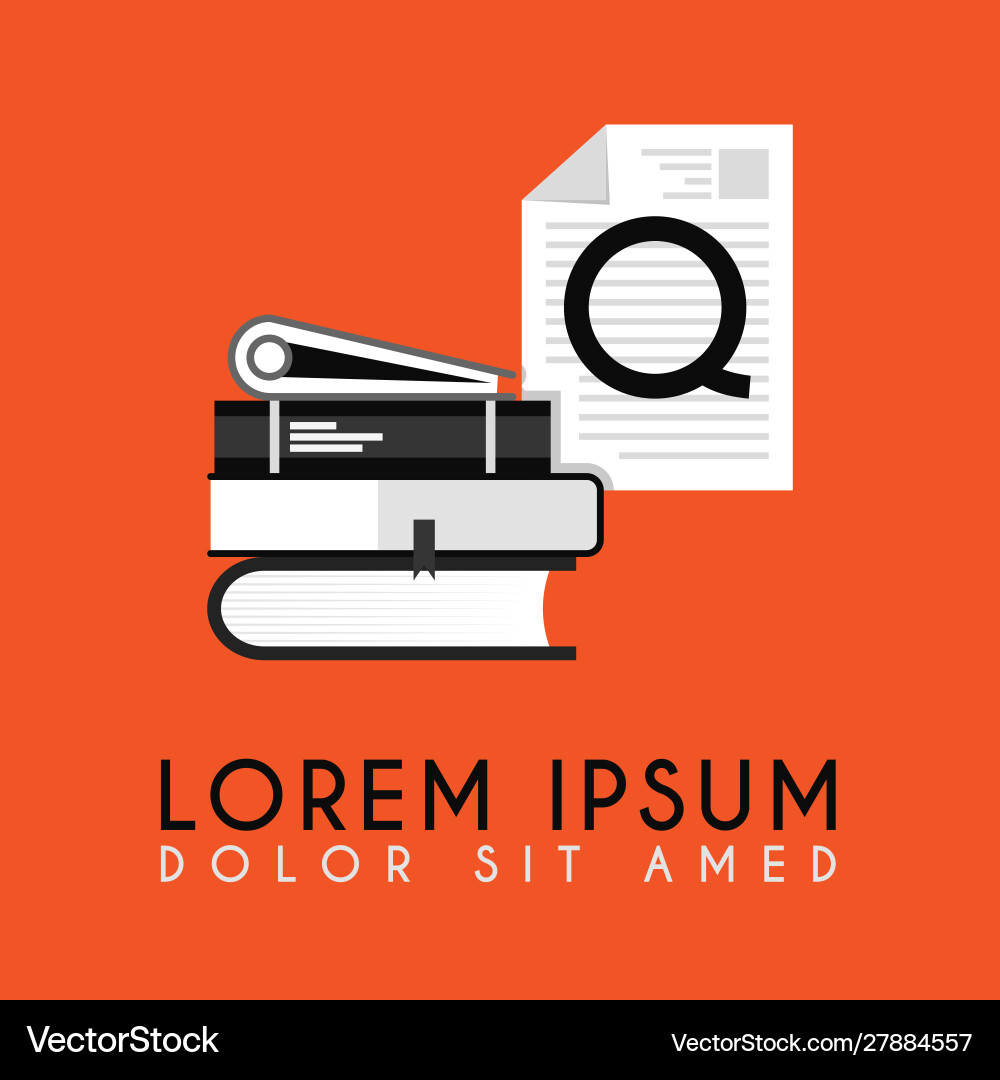 Stack books with additional initial q logo Stack books with additional initial q logo Vector Image