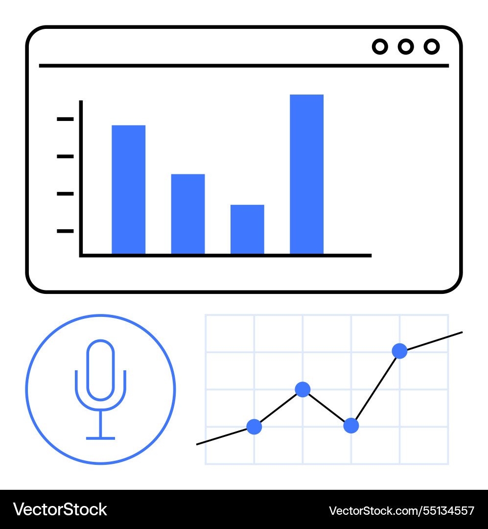 Visuelle Darstellung von Audiodaten mit Balkendiagramm Visuelle Darstellung von Audiodaten mit Balkendiagramm Vektorbild