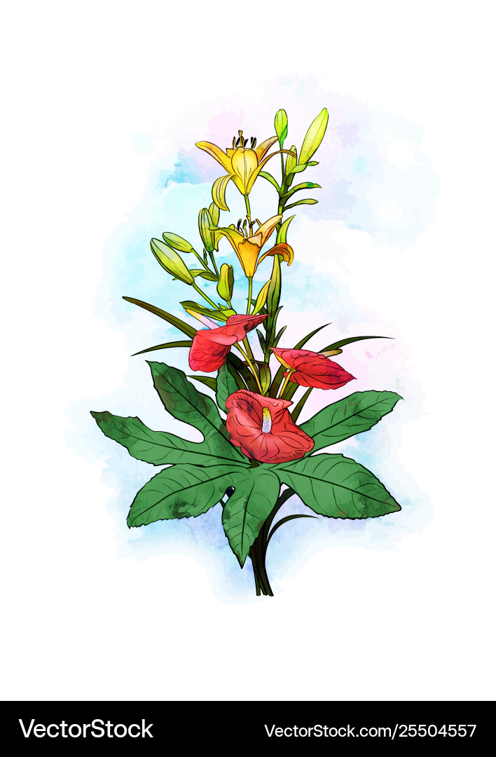 Watercolor Floral Bouquet vector image