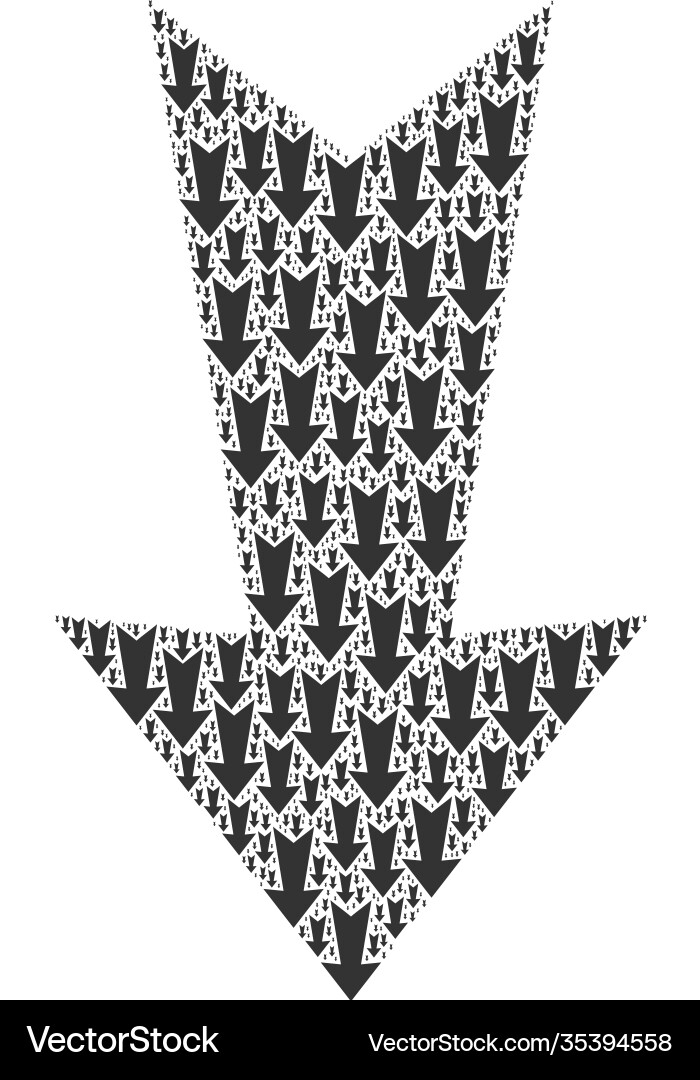 Arrow down recursive mosaic itself icons vector image