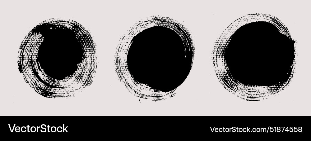 Brush strokes set of round text boxes Vector Image