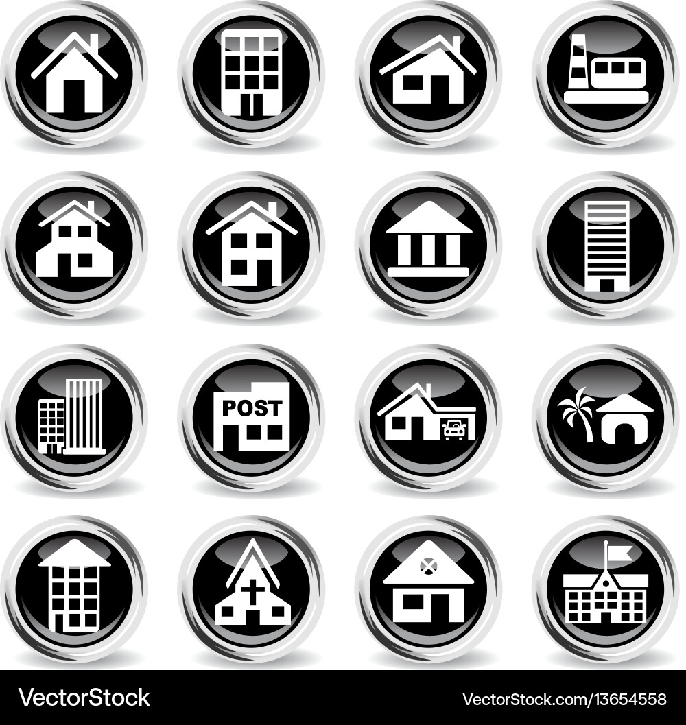 Building icon set Building icon set Vector Image