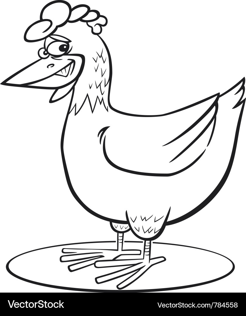 Cartoon Hen Malvorlage Vektorbild