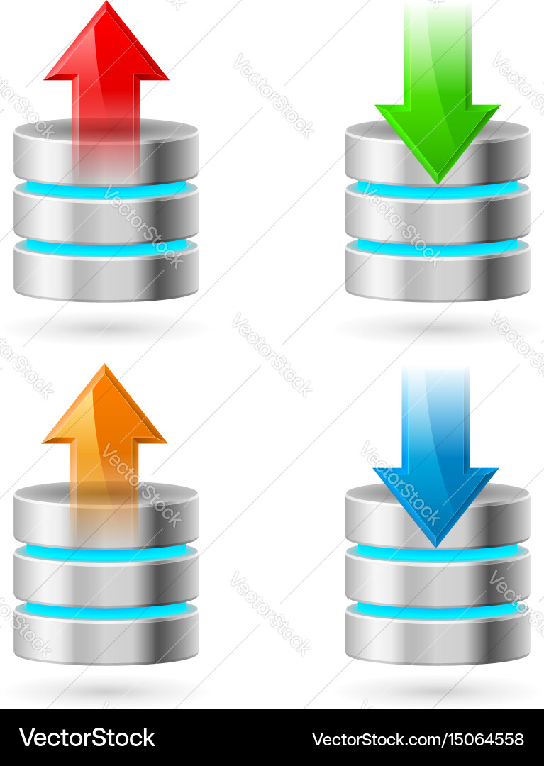 Computer database with upload and download arrows vector image