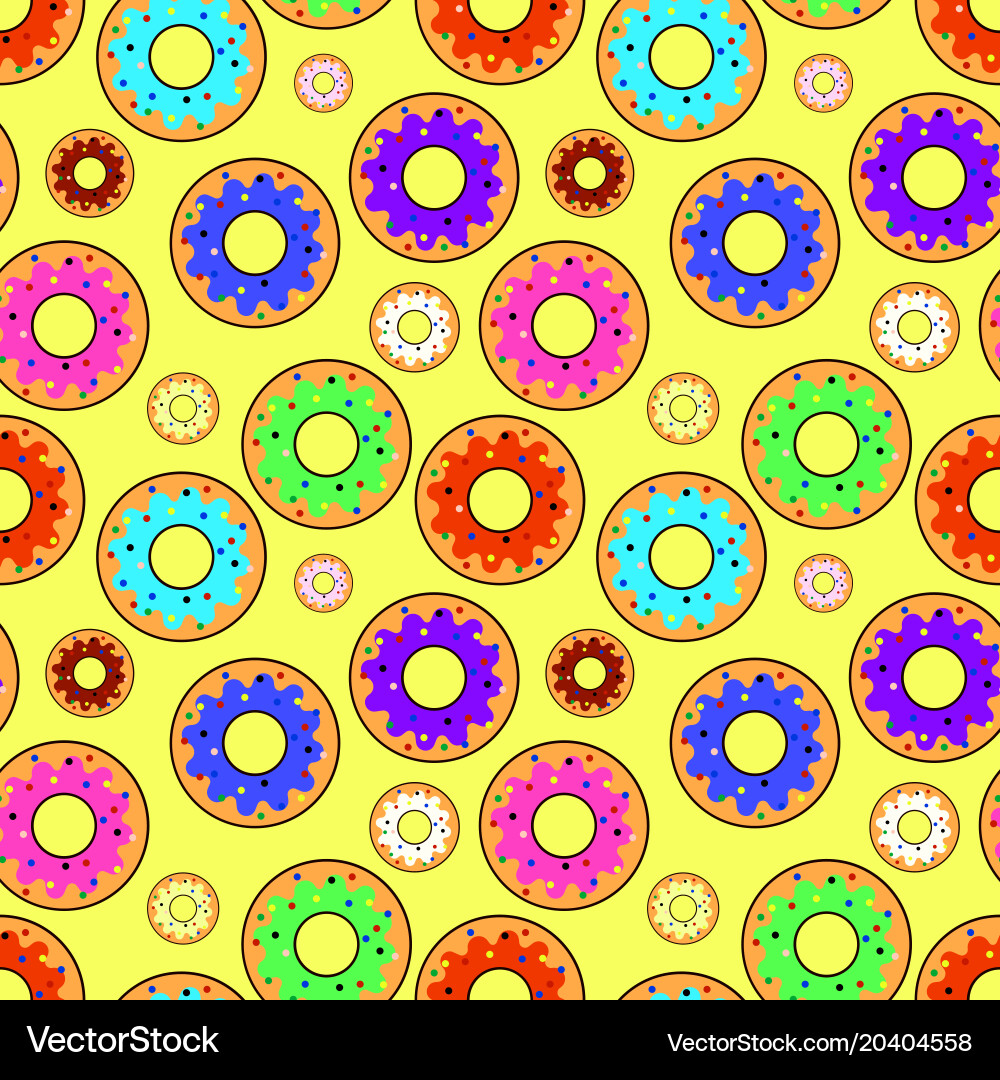 Donut seamless pattern with different topping vector image