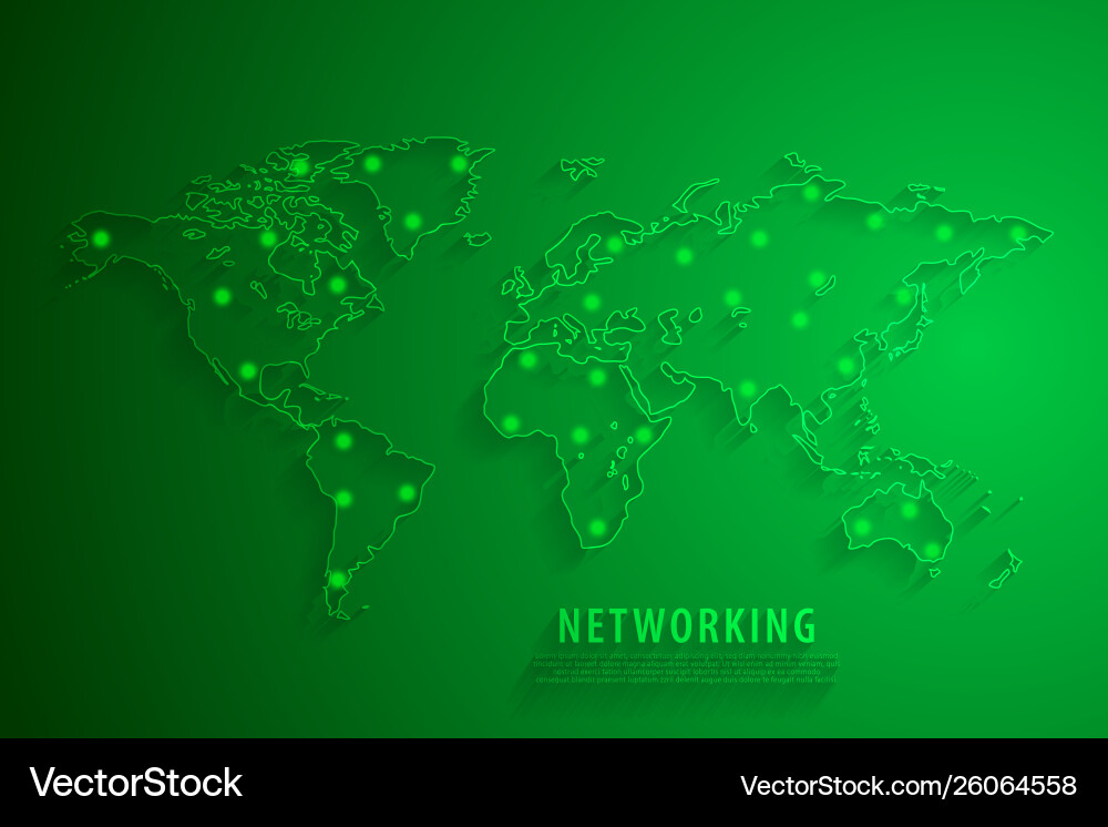 Global network connection background green world Global network connection background green world vector image