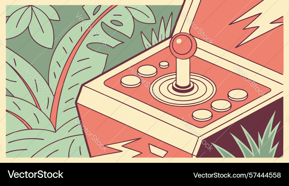 Retro arcade joystick game controller in flat vector image