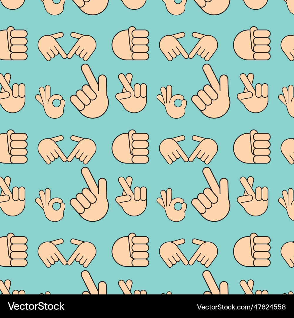 Seamless pattern background with hand gesture vector image