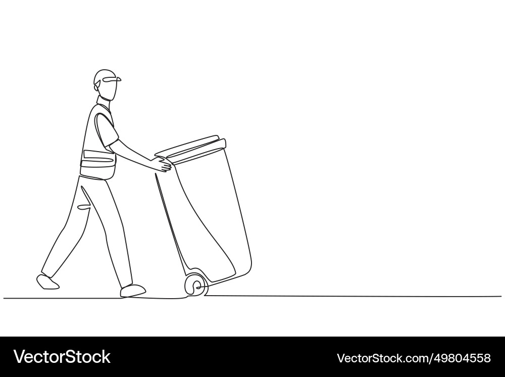 Single Line Trash Collector Vector Image