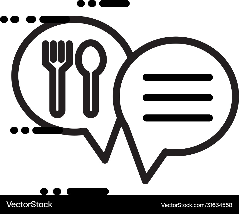 Speech bubbles with fork and spoon delivery Vector Image