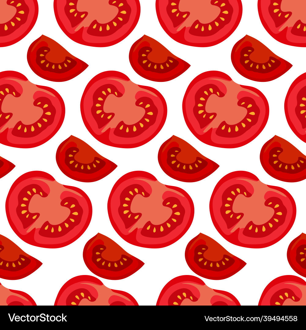 Tomato slices pattern on a white background vector image