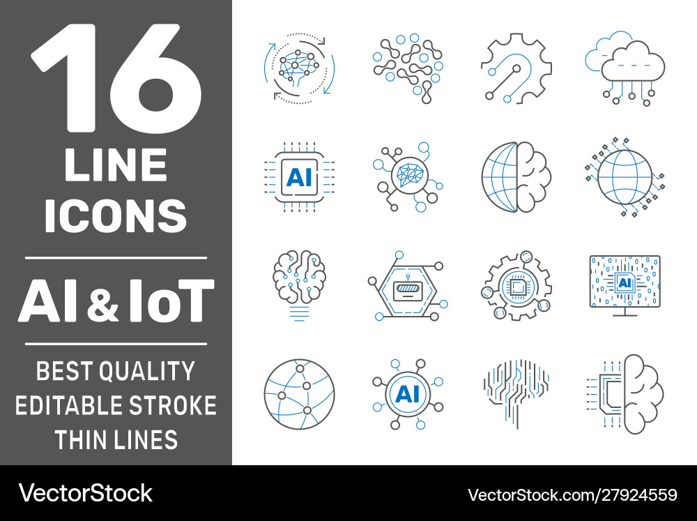 AI & IoT Cloud Computing Icons vector image