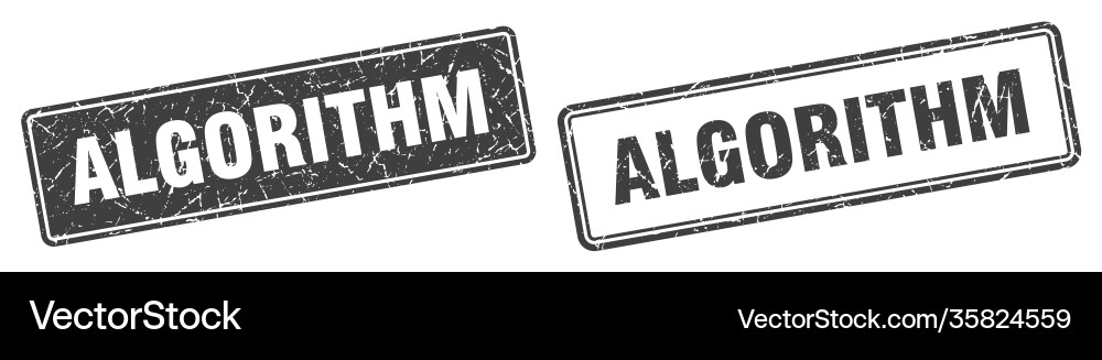 Algorithm stamp set square grunge sign Vector Image