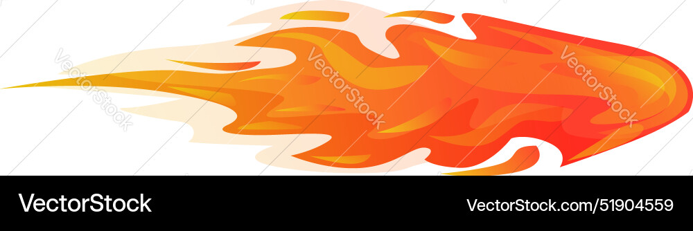 Burning fire flame moving fast leaving trail Burning fire flame moving fast leaving trail vector image