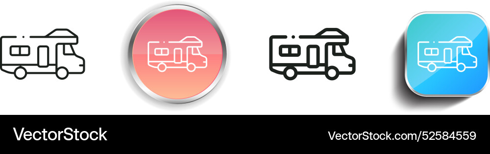 Camper van icon thin linear regular and button Camper van icon thin linear regular and button vector image