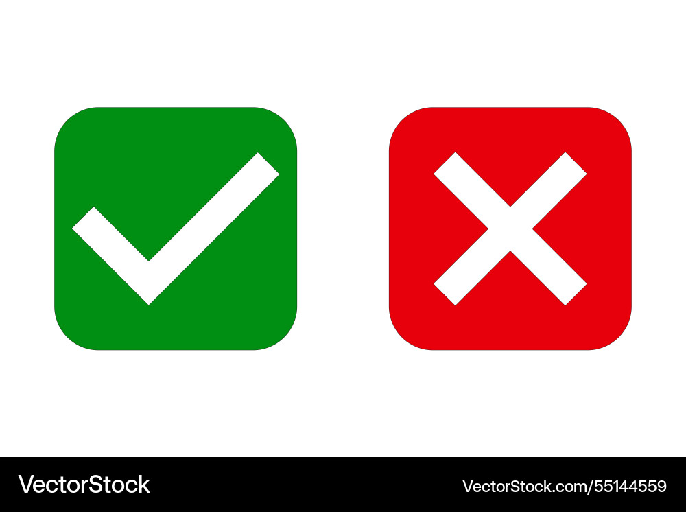 Check Mark and Cross Icon Set vector image