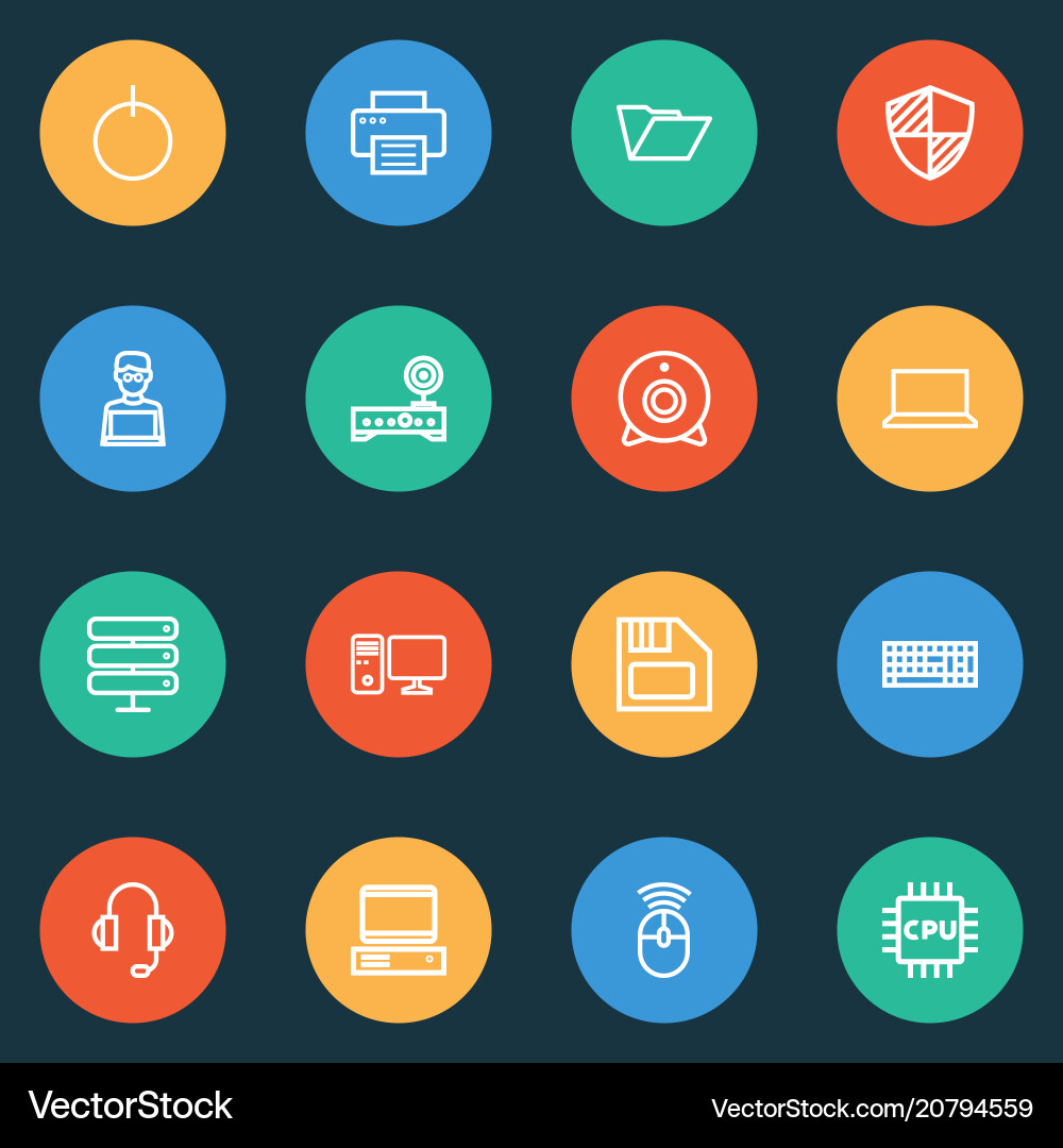 Computer icons line style set with shield Computer icons line style set with shield Vector Image