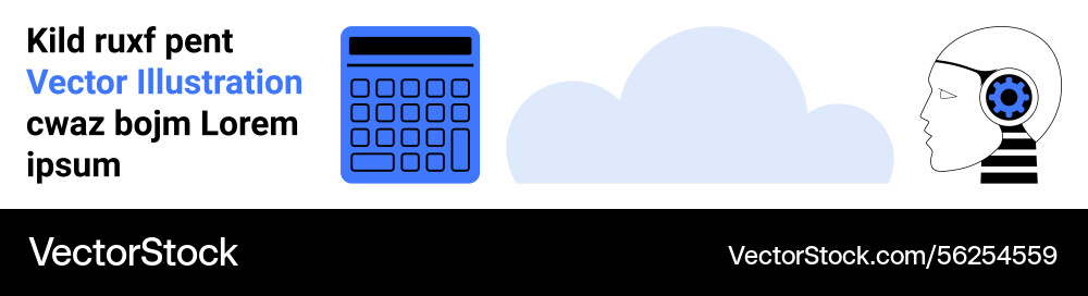 Digital calculator cloud and ai-driven robot Vector Image