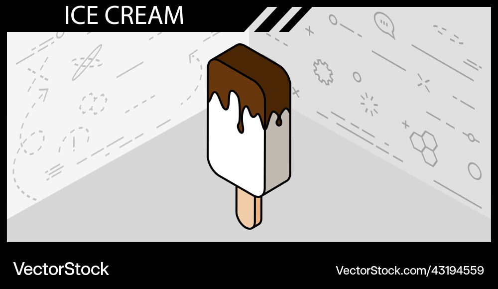Ice cream isometric design icon web 3d colorful Ice cream isometric design icon web 3d colorful vector image