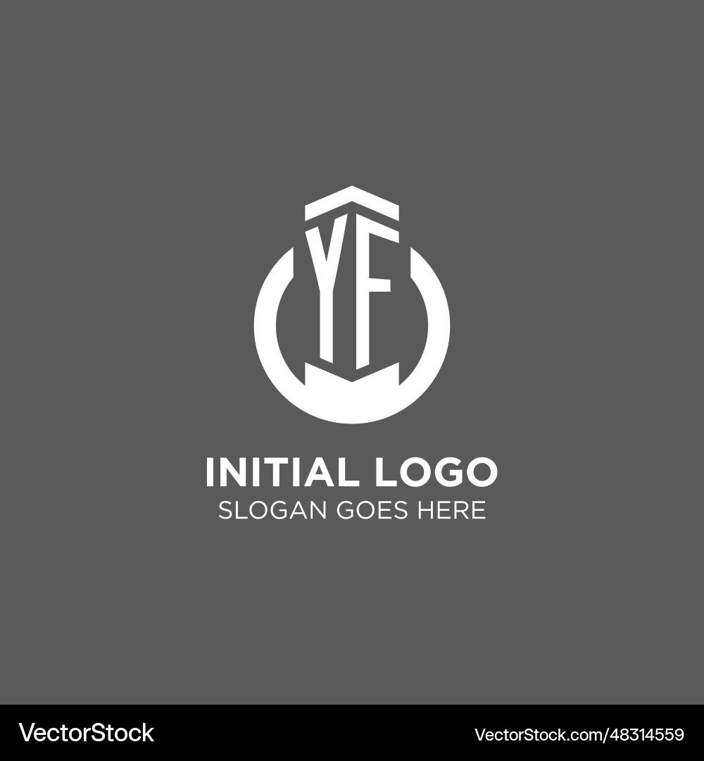 Initial yf circle round line logo abstract Vector Image
