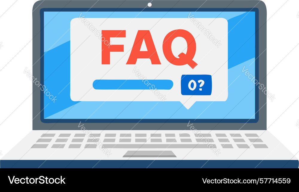 Laptop with faq display customer support vector image