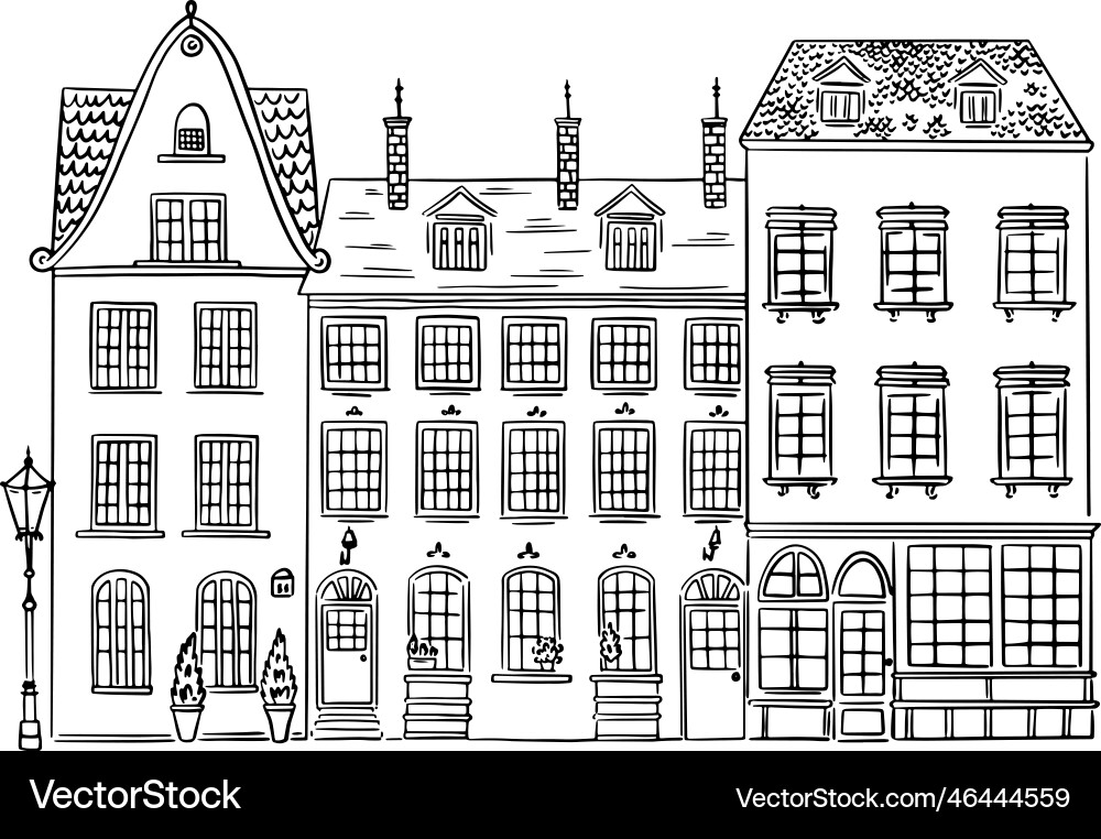Linear Sketch of an Old Building vector image