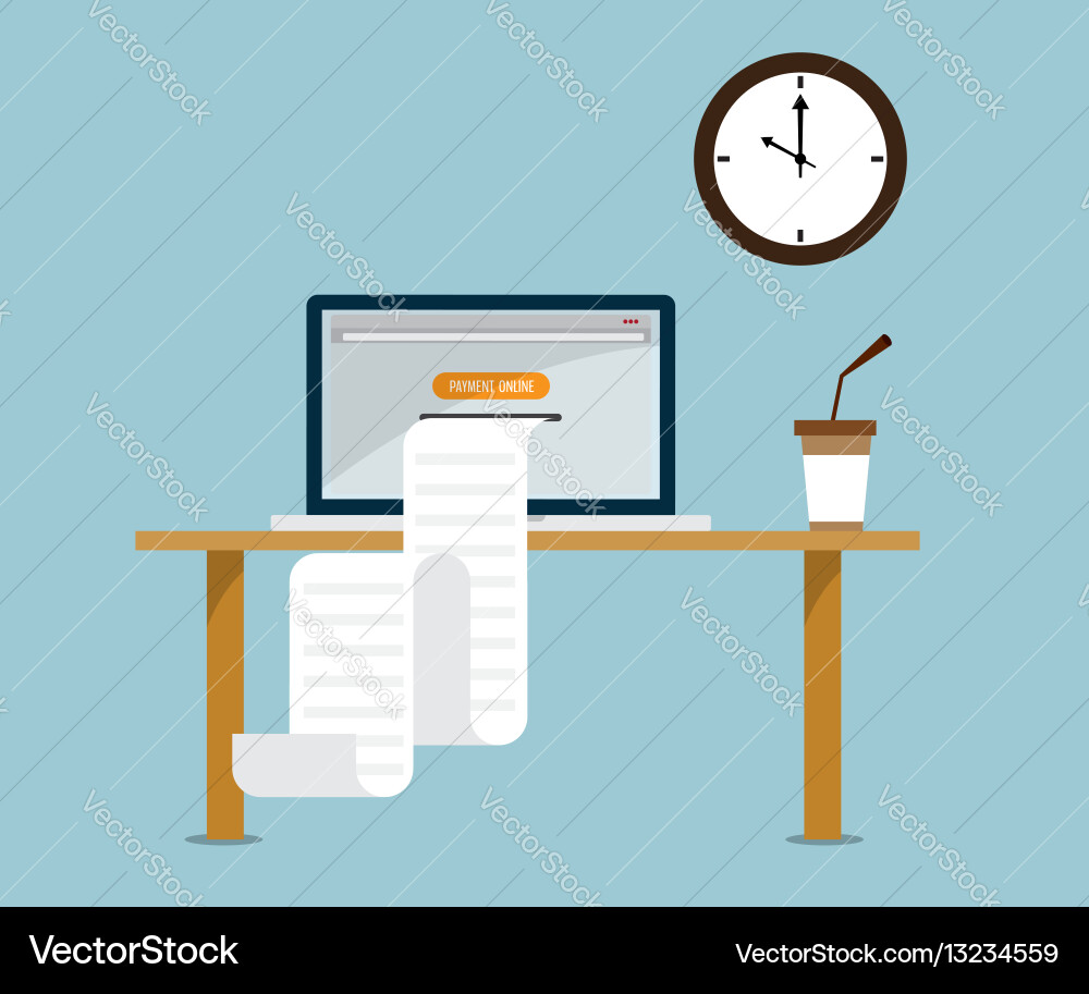 Online Bill Payment on Laptop Vector Image