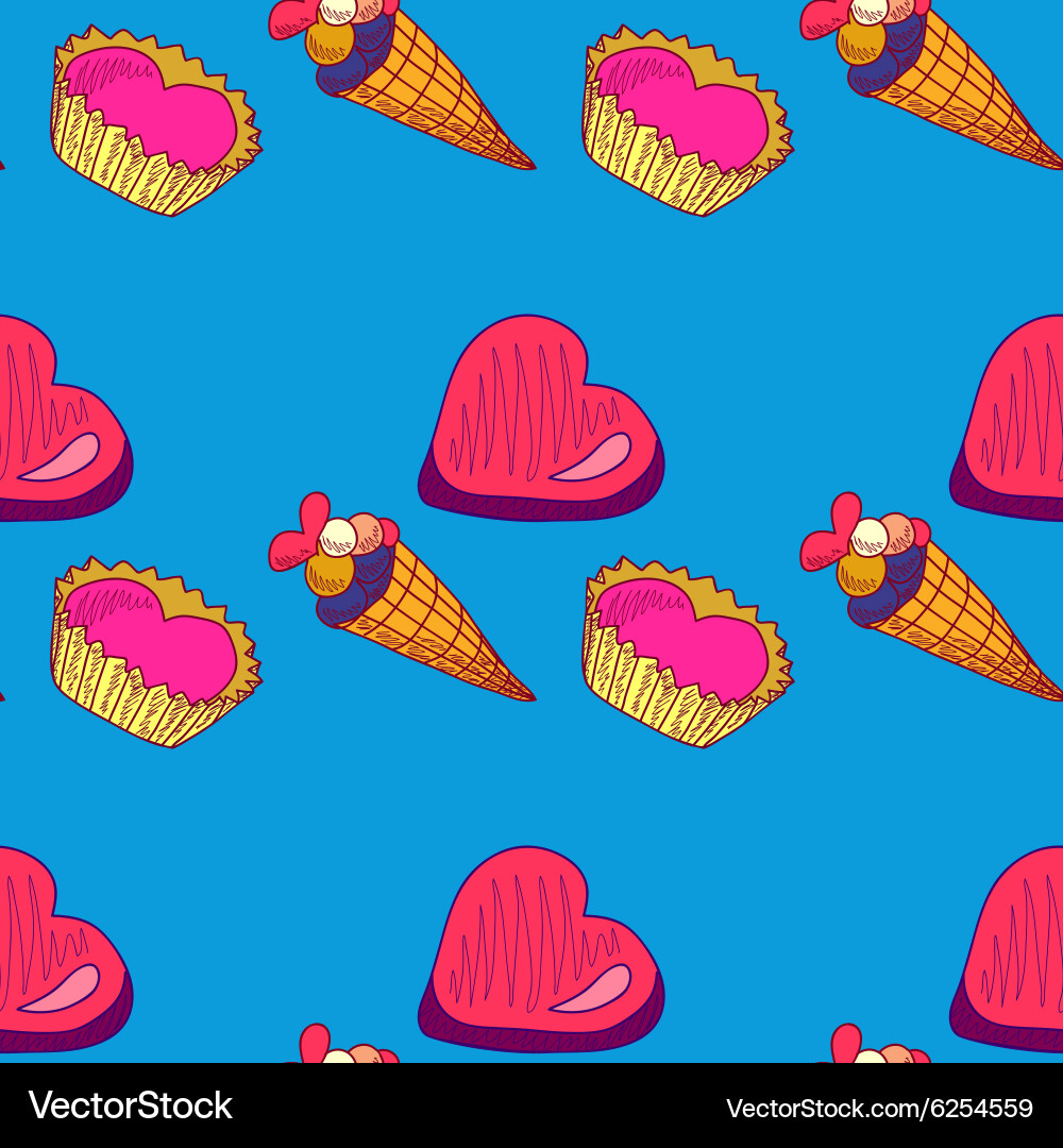 Seamless pattern with sweets-3 Vector Image