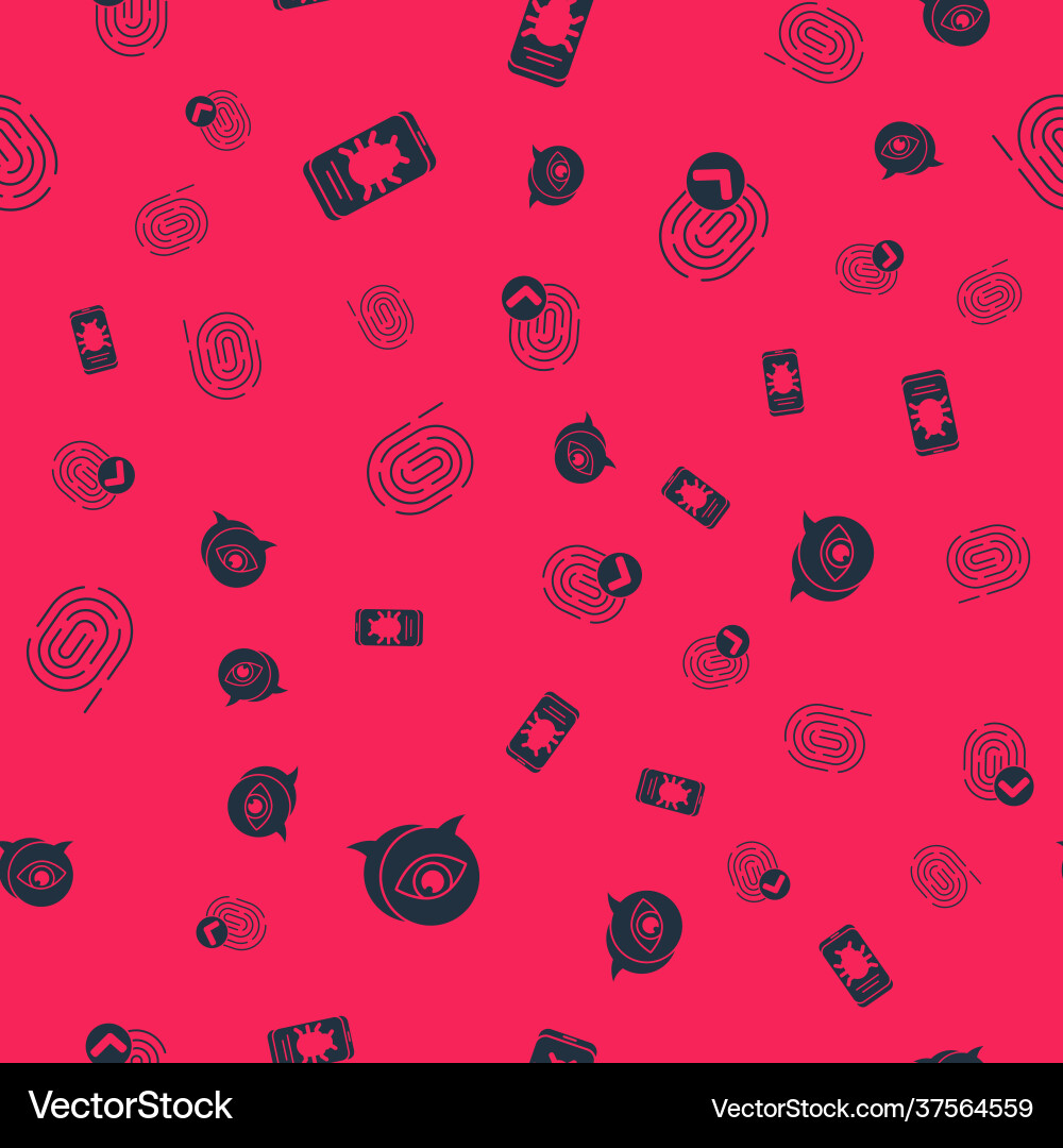 Set eye scan system bug on mobile fingerprint Set eye scan system bug on mobile fingerprint vector image