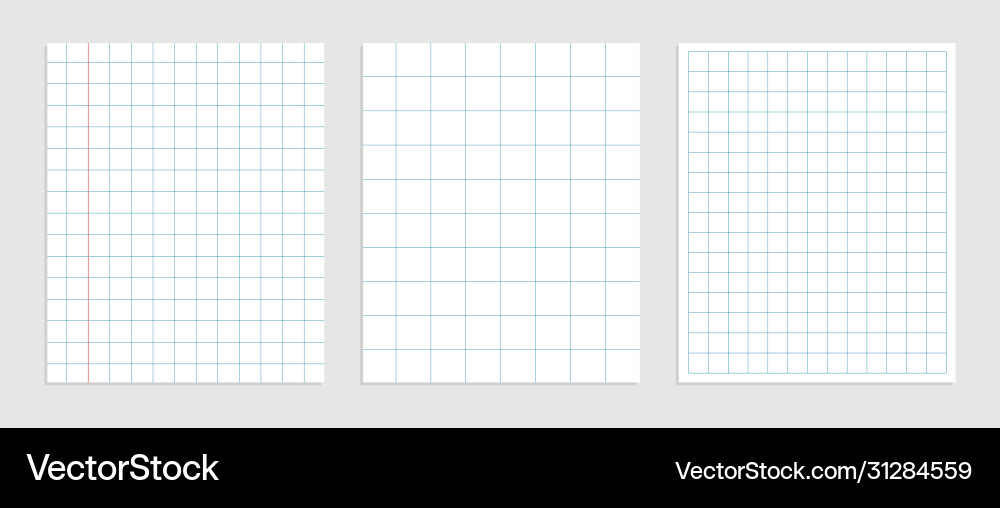 Set mathematics square paper in various sizes vector image