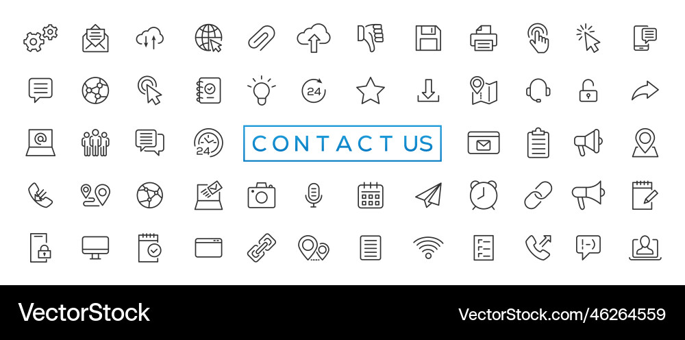 Set of simple contact us icons for web and mobile Set of simple contact us icons for web and mobile vector image