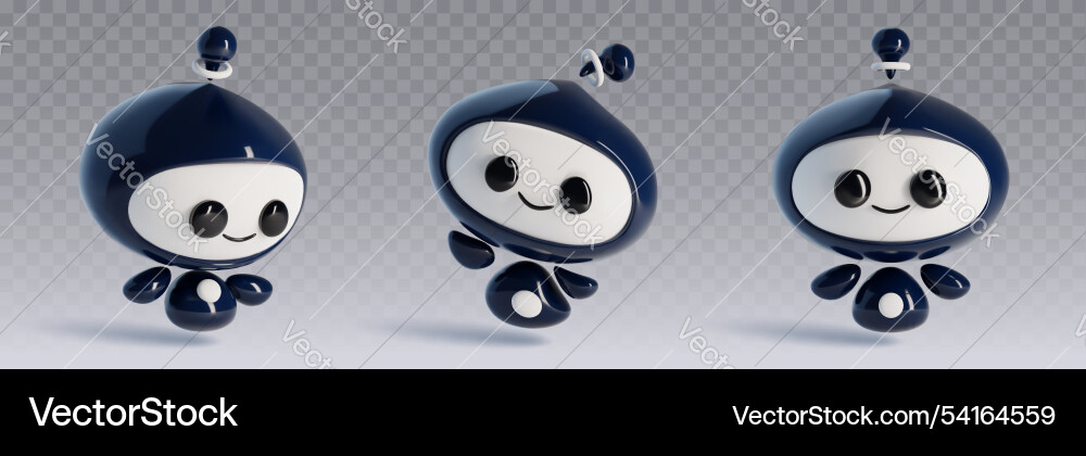 Smiling Robot Mascot Set Vector Image