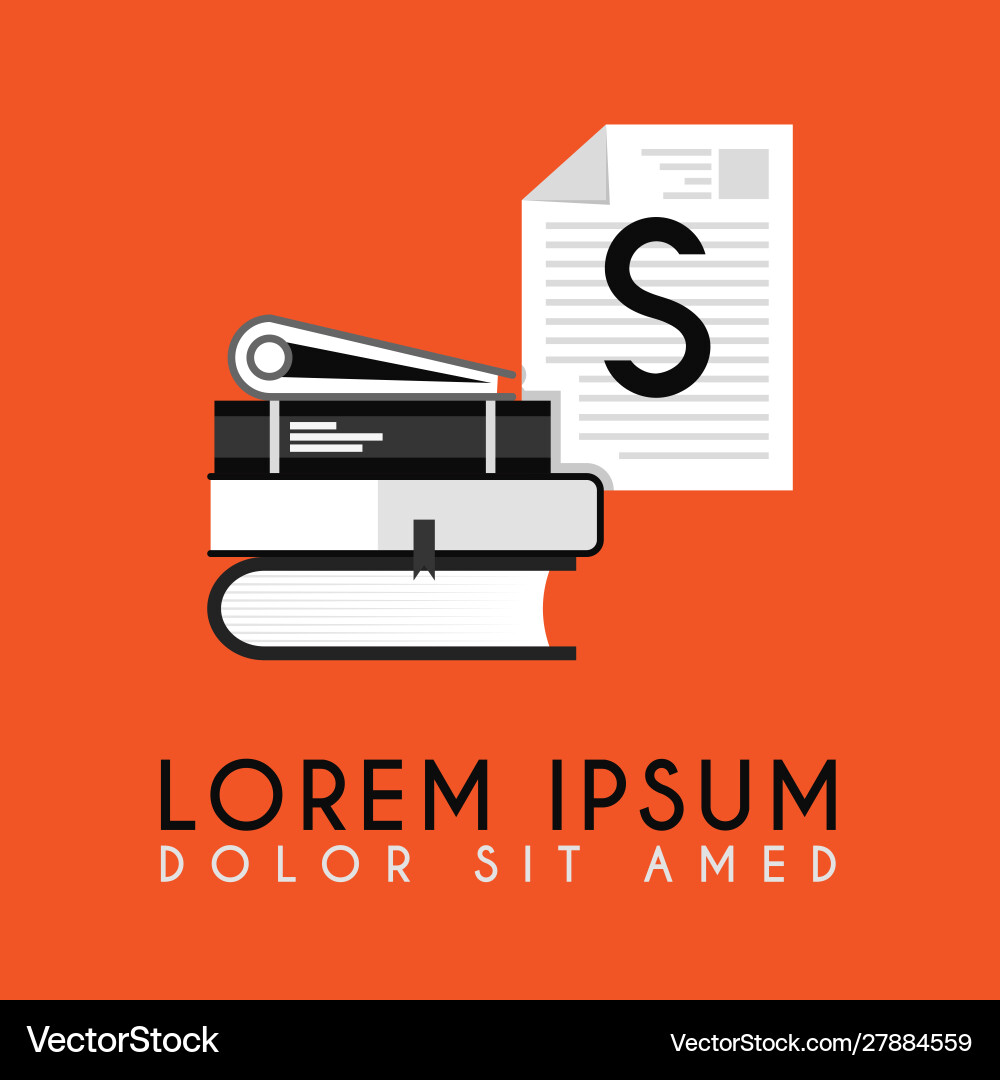 Stack books with additional initial s logo Stack books with additional initial s logo Vector Image