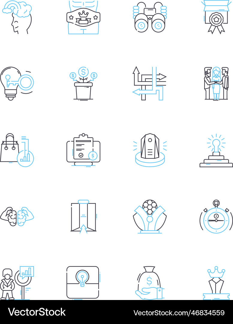 Strategy formulation linear icons set analysis vector image