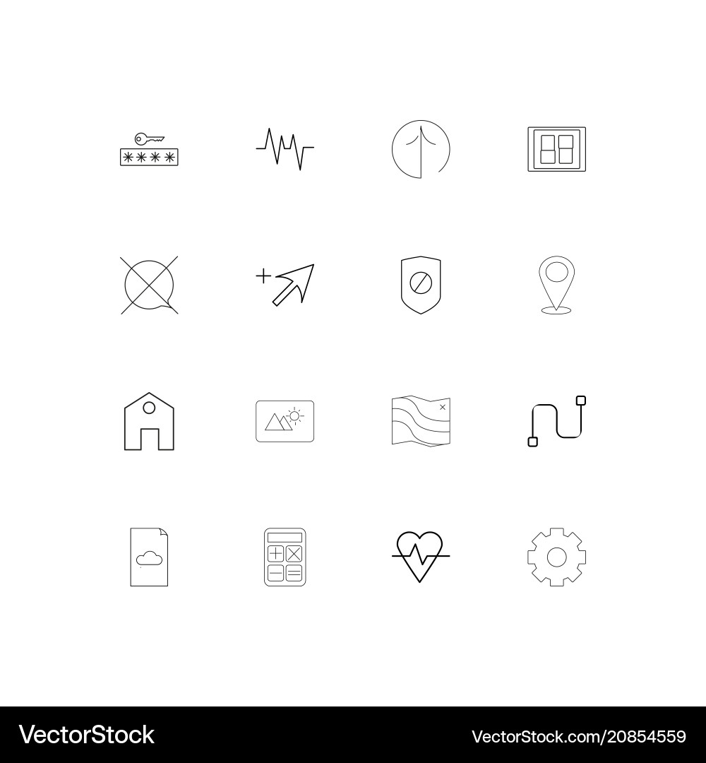 Web linear thin icons set outlined simple vector image