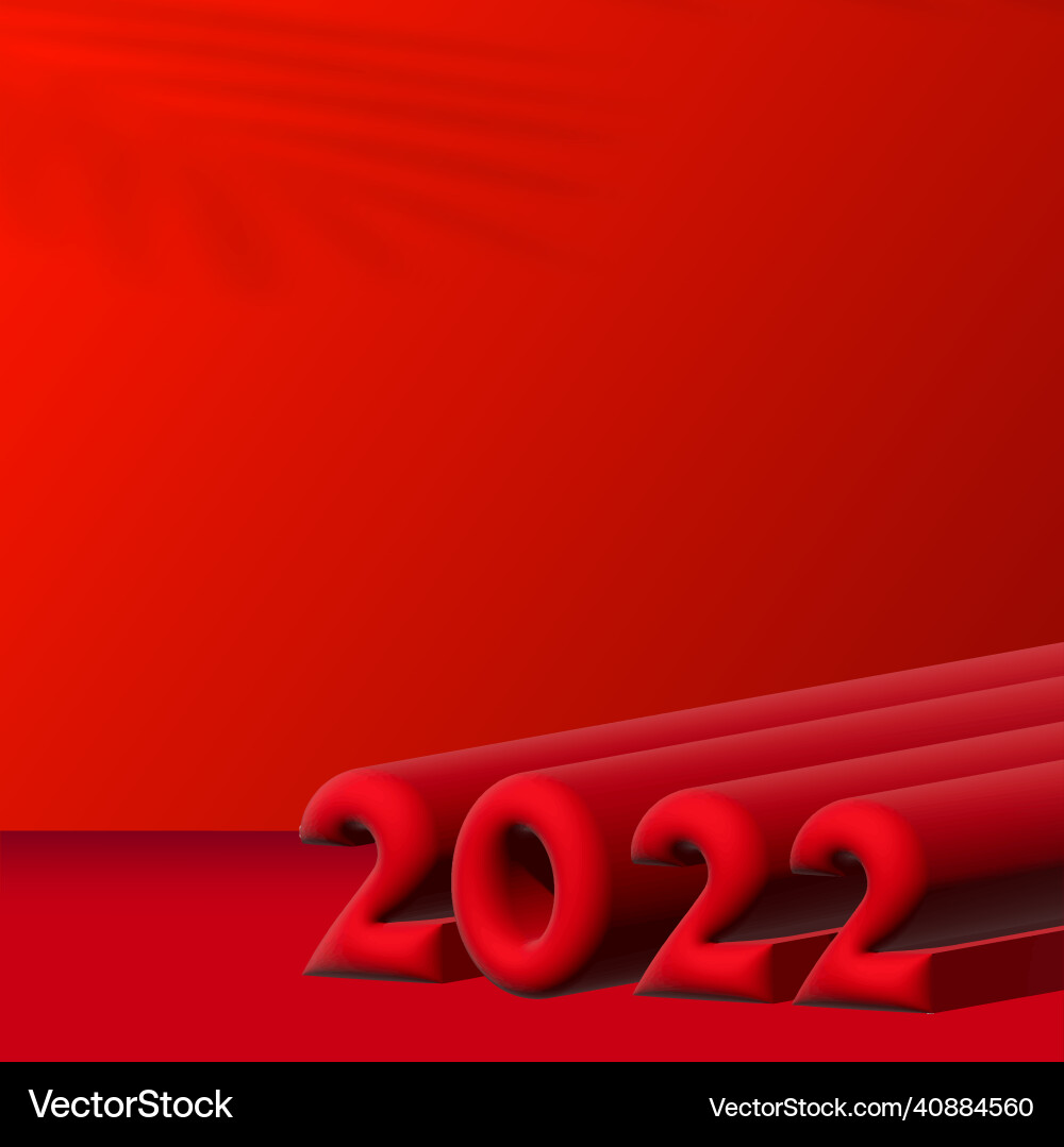 2022 calligraphy with 3d red numbers Vector Image