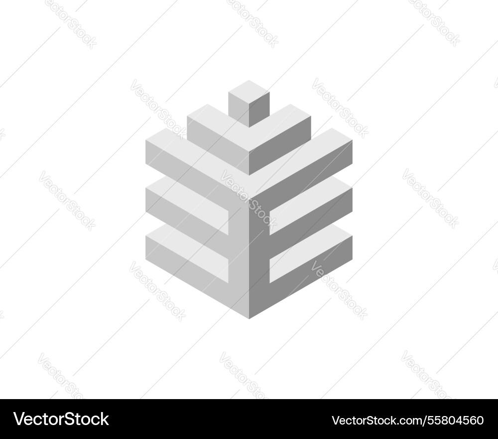 Abstract isometric gray cubes ascending Abstract isometric gray cubes ascending vector image
