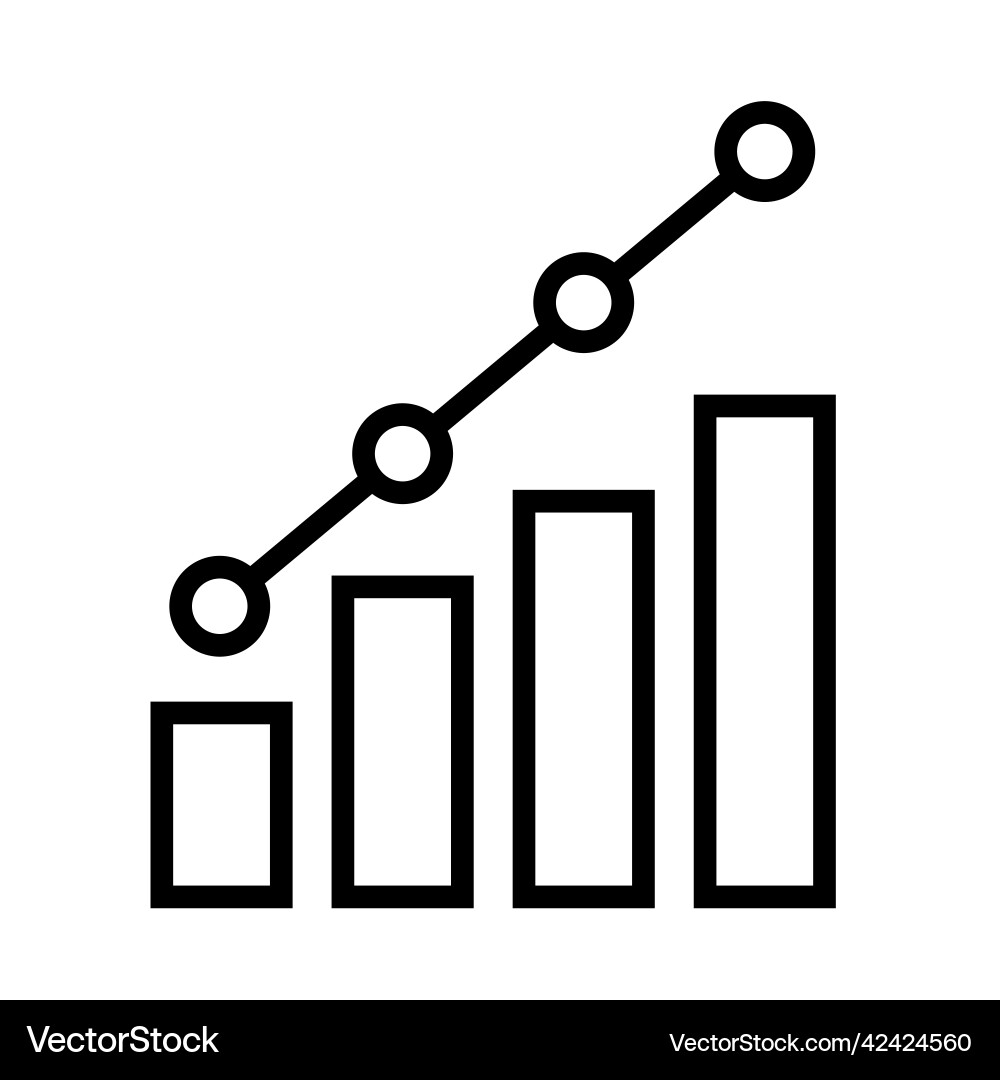 Ascending chart and bar graph icon vector image