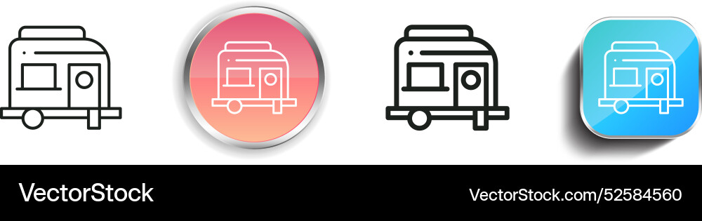 Camper van icon thin linear regular and button Camper van icon thin linear regular and button vector image