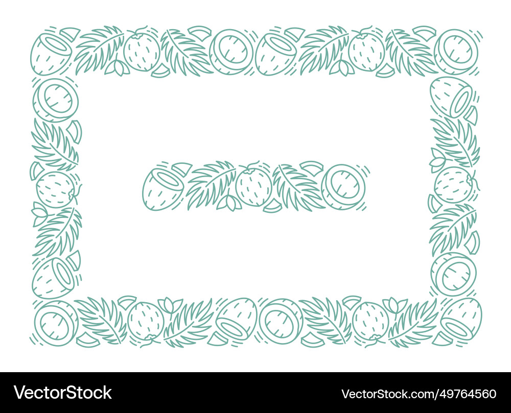 Coconut line rectangle frame editable outline vector image