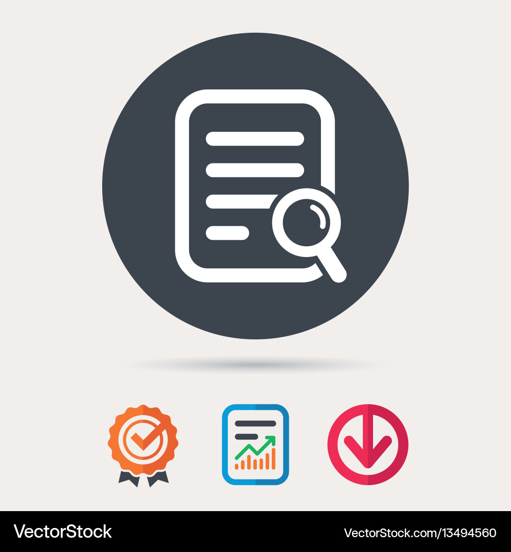 File search icon document page with magnifier vector image