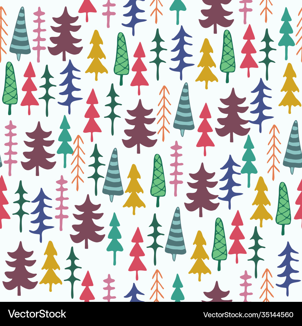 Fir tree seamless pattern colorful vector image