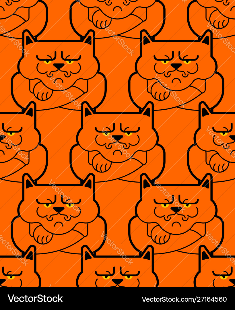 Grumpy cat pattern seamless angry pet background Grumpy cat pattern seamless angry pet background vector image