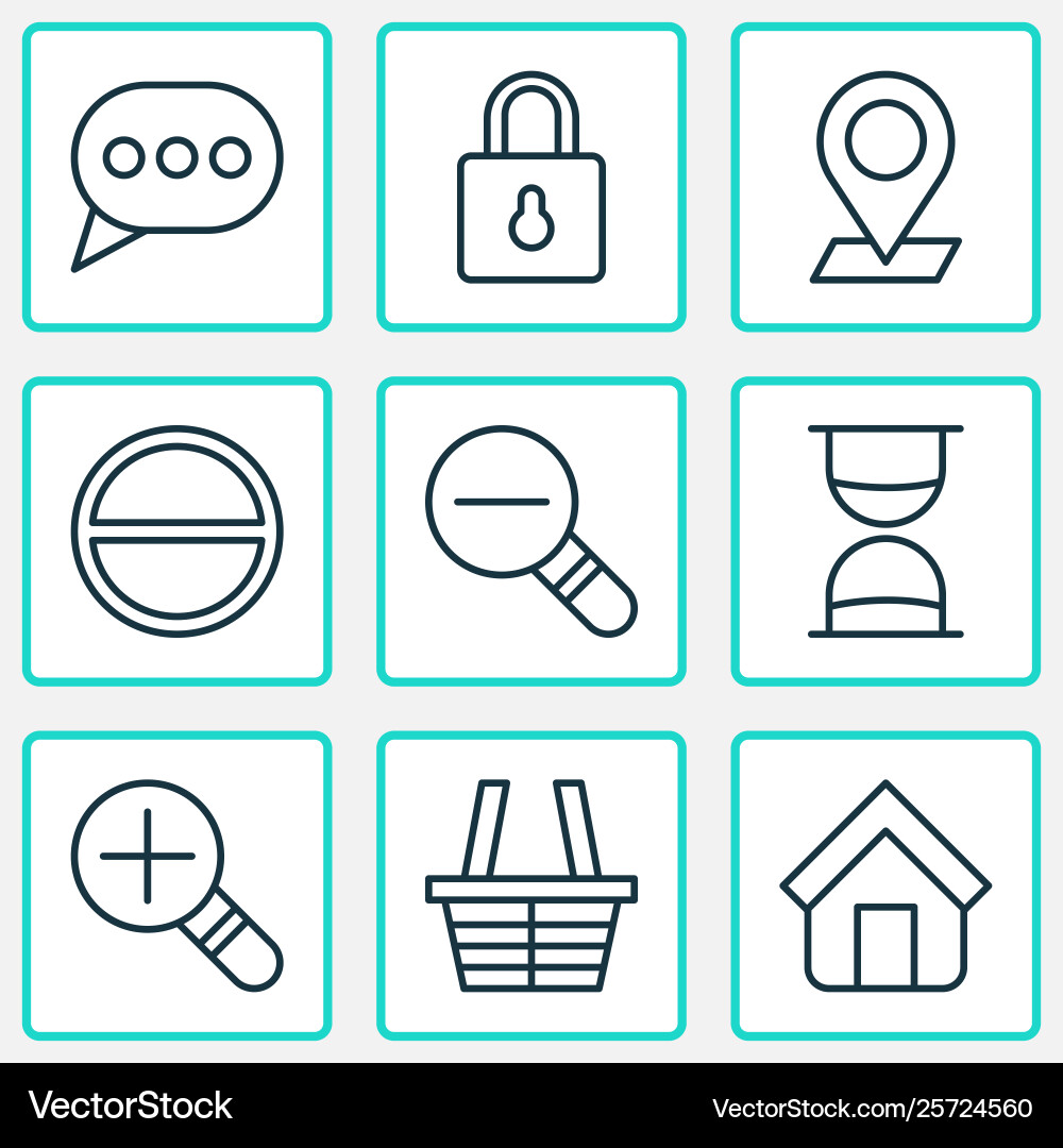 Internet icons set with sand timer close padlock Internet icons set with sand timer close padlock vector image