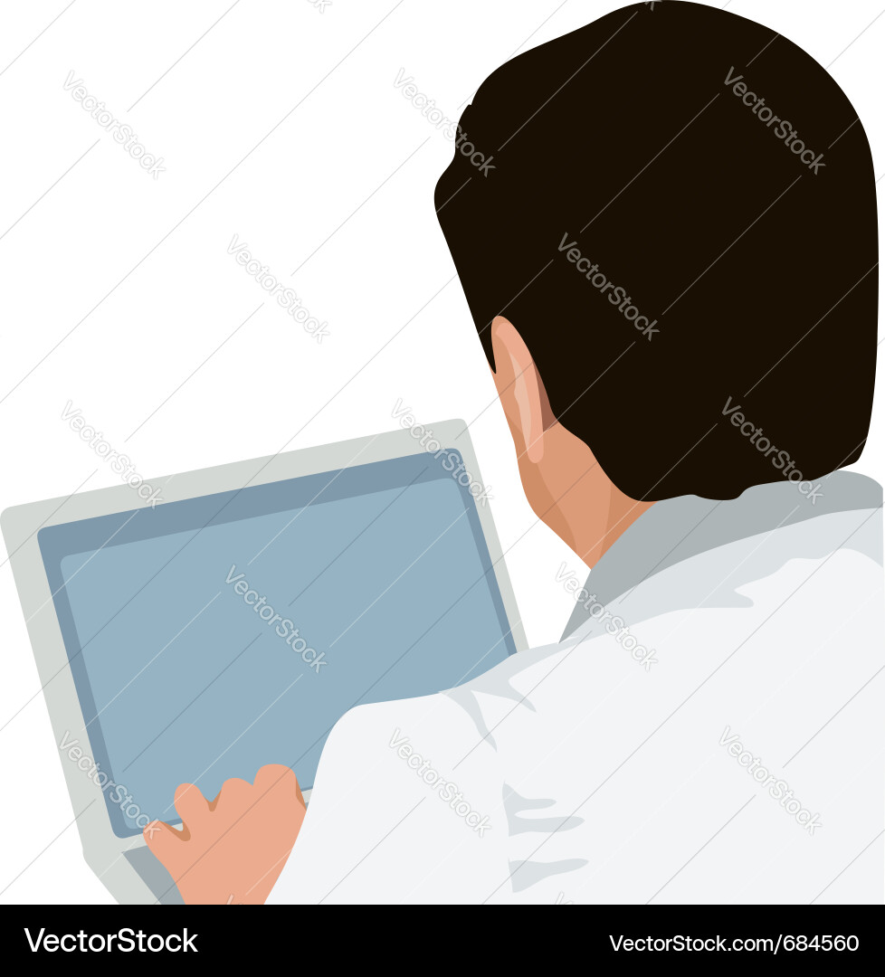 Man Using Laptop Vector Image