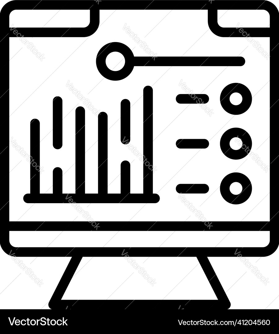 Monitor data icon outline graph chart Monitor data icon outline graph chart vector image