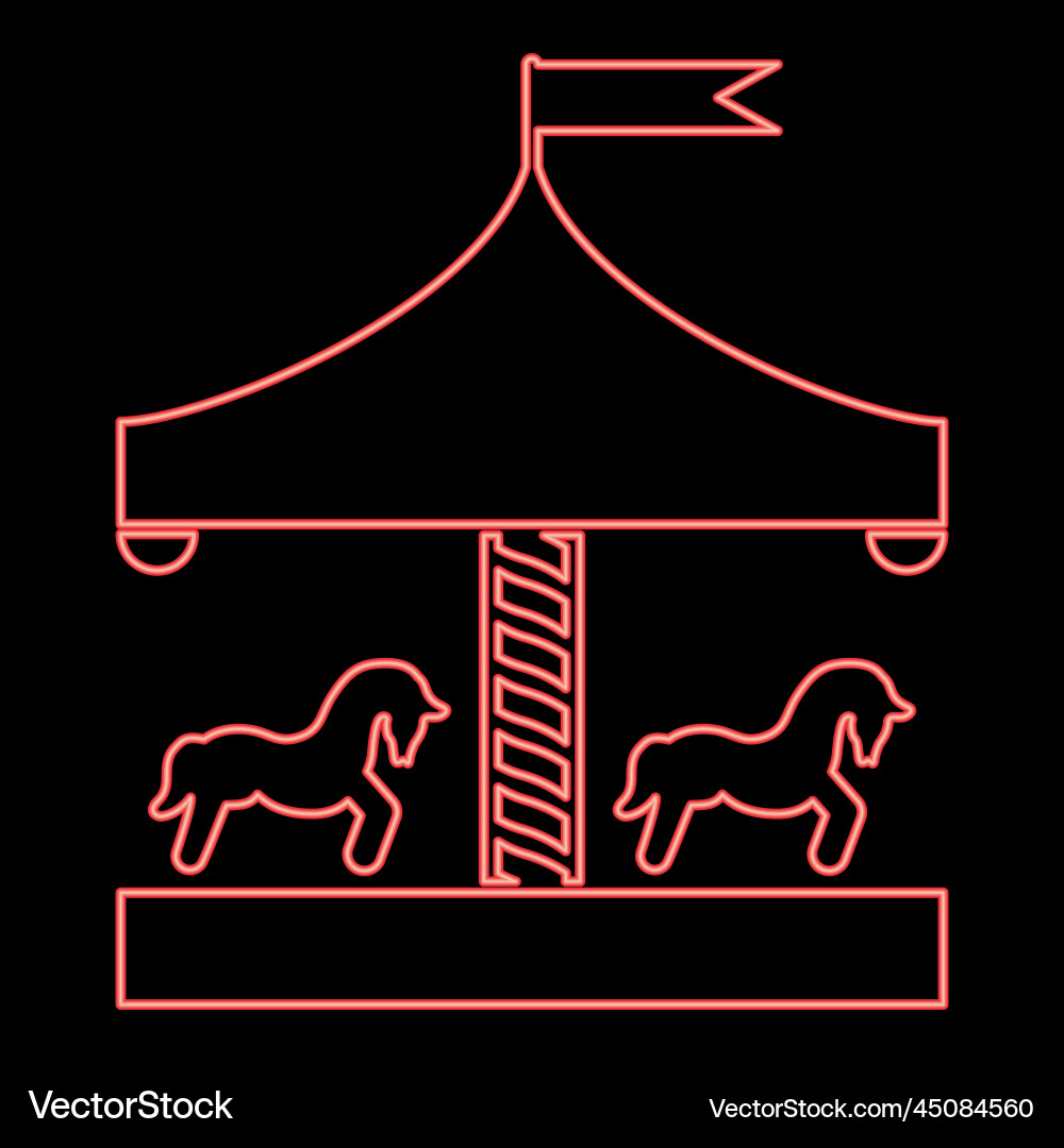 Neon carousel roundabout merry-go-round vintage Neon carousel roundabout merry-go-round vintage vector image
