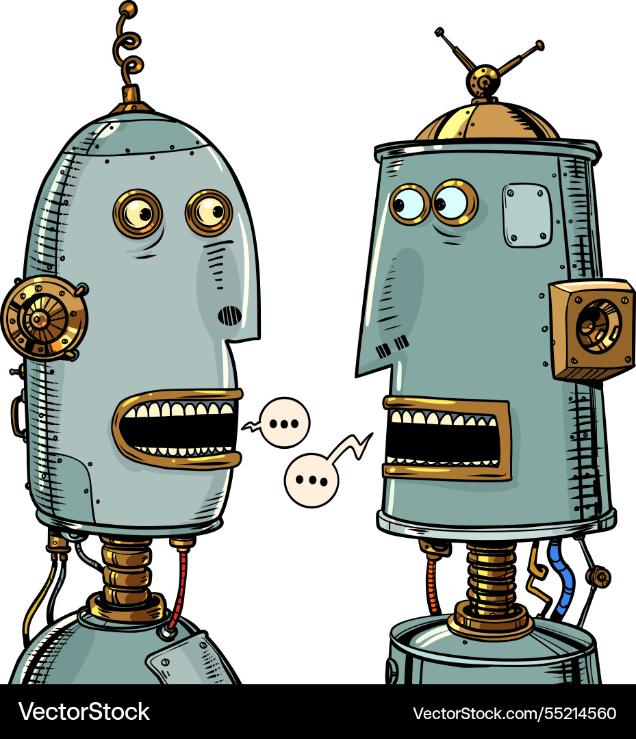 Robot Communication & AI Interaction vector image